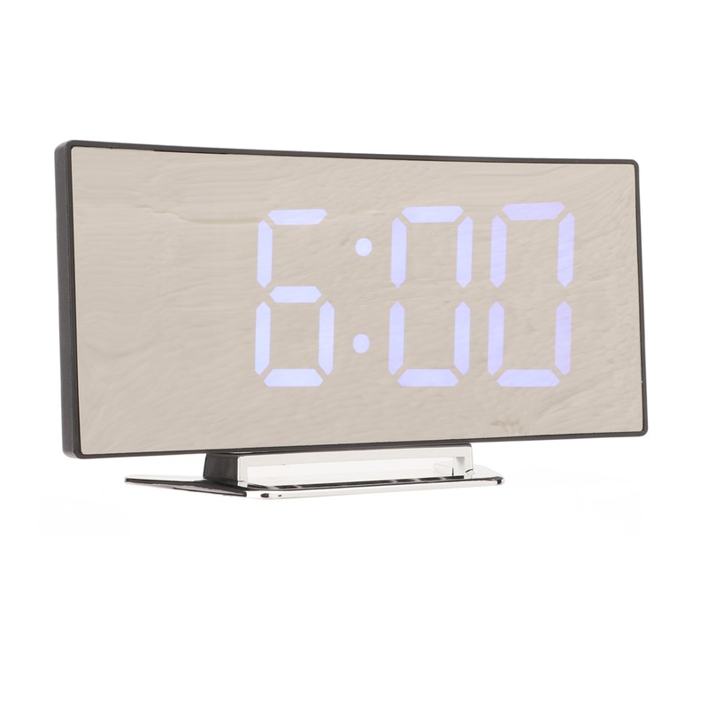 Mirror Digital Alarm Clock Temperature Display LED Curved Mirror Digital