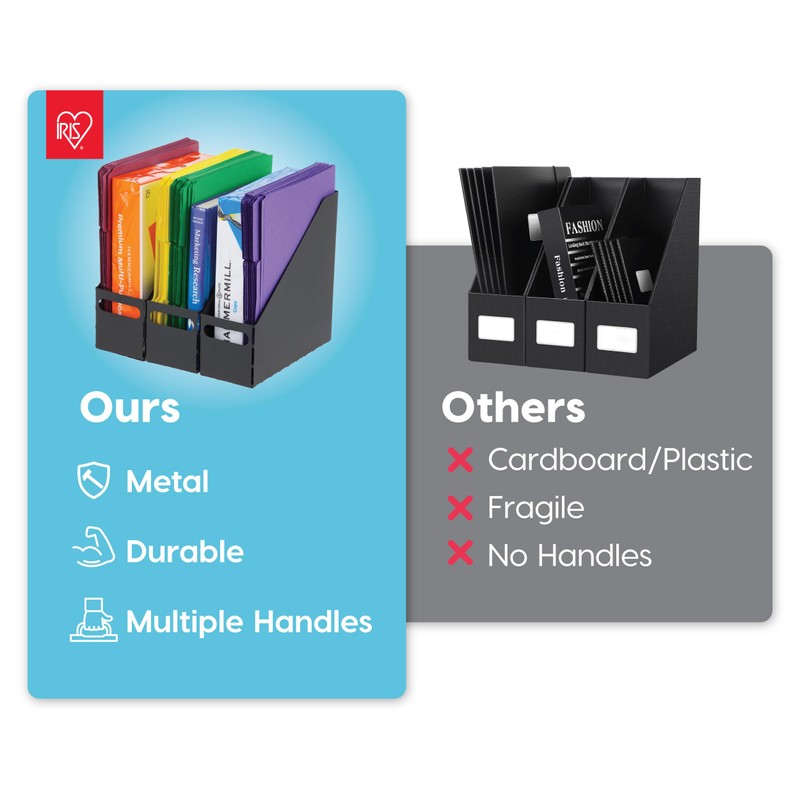 IRIS IRIS USA Metal Magazine File Holders, 6 Pack, for