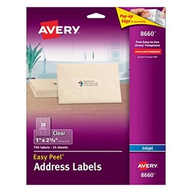 AVERY Frosted Address Labels with Matte Finish, 1" x 2-5/8", 750 Clear Labels (8660)