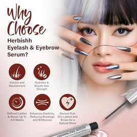 Herbishh Combo de suero potenciador de pestañas y cejas: fórmula completa para el crecimiento de los ojos para pestañas y cejas más densas, seguro par