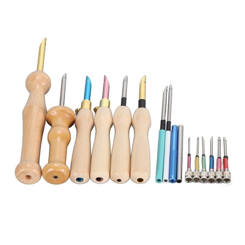 Punch Needle Set Wooden Handle Stainless Steel Ergonomic Easy Operation