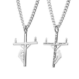 Shields of Strength Women's Small Lineman Cross Necklace - John 1:4 Christian Jewelry Women's Cross Necklace Chain Gold Plated