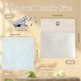 Outdoor Curtain Canvas Weights, Set of 6 Weight Bag Outdoor Curtain Sandbag Heavy Duty Drapery Weights for Gazebo Drapes Cabana Gazebo Garden Tents Tablecloths