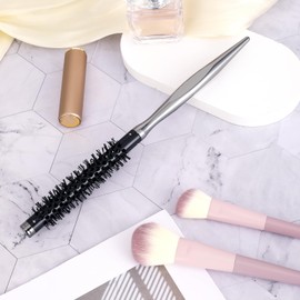 Small Curling Brush, 1 Inch Mini Quiff Roller Brush Round Brush for Blow Drying, Portable Curling Brush Travel Round Brush with Smooth Handle and Nylon Bristles Styling Hair Brush for Curling, Short H