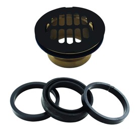 Westbrass D206B-LAS-62 4-1/2" OD Swedge-Lock Shower Drain Body with Grid Cover Plate, 1-Pack, Matte Black