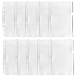Organization Pockets, A5, 10 Pieces, Binder Pockets, DY.2ten Zipper Pockets, 6 Holes, Transparent Binder, Zipper Folder, Notebook Binder Loose Leaf Bag, Waterproof PVC Pouch Document Filing Bag