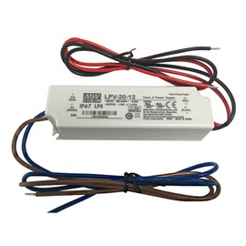 DrapeMania LPV-20-12 20W LED Driver, 12V 1.67A, IP67 Waterproof, Class 2 Power Supply, UL/CE/EAC, for LED Lighting, Signboard