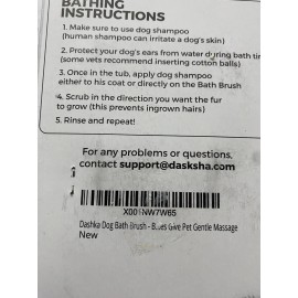 Dasksha Dog Bath Brush Green Bathing Tool Soft Silicone Bristles Slip Grip Wide Teeth