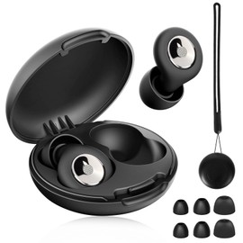 Ohrstöpsel zum Schlafen, Ohrenstöpsel Zum Schlafen mit Ohrkappen 4 Größen, Wiederverwendbarer Silikon Gehörschutz, Weiche Ohrstöpsel, zur Lärm 35dB, für Reisen, Arbeit, Schlafen und Konzert, Schwarz