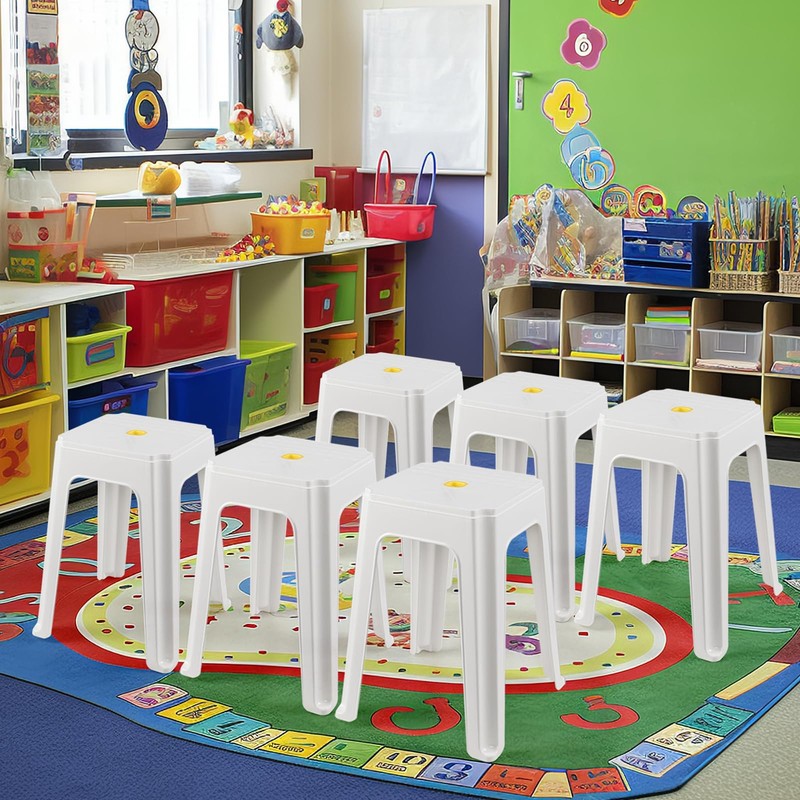 Generic Neadas 6 Packs Plastic Stacking Backless Stools, Square Stackable