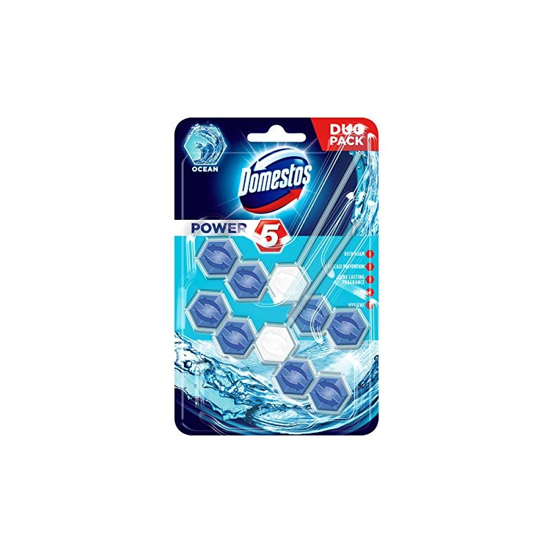 Domestos Power, 5 Rim Block (2 Pack) Ocean, 55 g