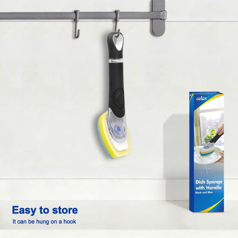 CELOX Dish Sponge with Handle for Pot Pan Sink Cleaning,