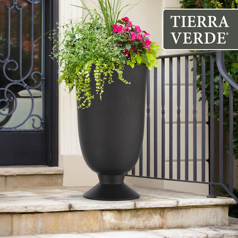 Tierra Verde Indoor & Outdoor Self-Watering Urn Planter, Cadence, 14"