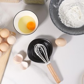 Karisky Spoon Rest for Stove Top, 5 Inch Ceramic Spoon Holder for Kitchen Counter, Cooking Spoon Holder for Utensils, Coffee Spoons, Spatula, Ladle, Tongs, Black