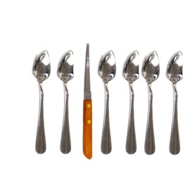 Chef Craft Grapefruit Spoon And Knife Set, 6 Stainless Steel Serrated Spoons & 1 Grapefruit Knife