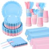 Tegeme 256 Pcs Pink and Blue Gender Reveal Party Supplies