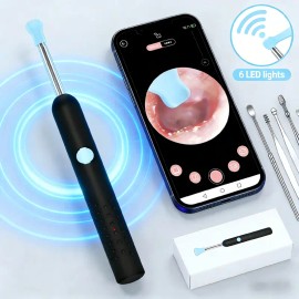 1080P HD Ear Cleaning Endoscope Kit – Wireless WiFi Ear Camera with LED Lights, Waterproof Otoscope Tool for iOS & Android with Multi Tip Ear Care Set