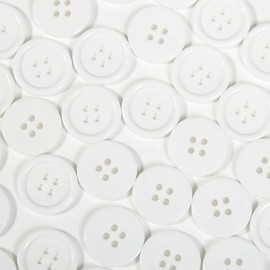 BaoQiu 4/5 Inch Button 20 mm Sewing Flatback White Buttons Pack of 60 Pcs 4 Holes Plastic Resin Buttons for DIY Crafts Handmade Repair Work Cloth