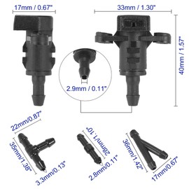 Unifizz Windshield Washer Nozzles for Hyundai Elantra 2012-2013,for Kia Forte, Rio & More OE# 986303X000 5-Pack with Hose Connector, Black