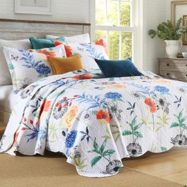 MarCielo 3-Piece Floral Printed Quilt Set Lightweight Bedspread Set Coverlet Set (Colorful Floral, King)