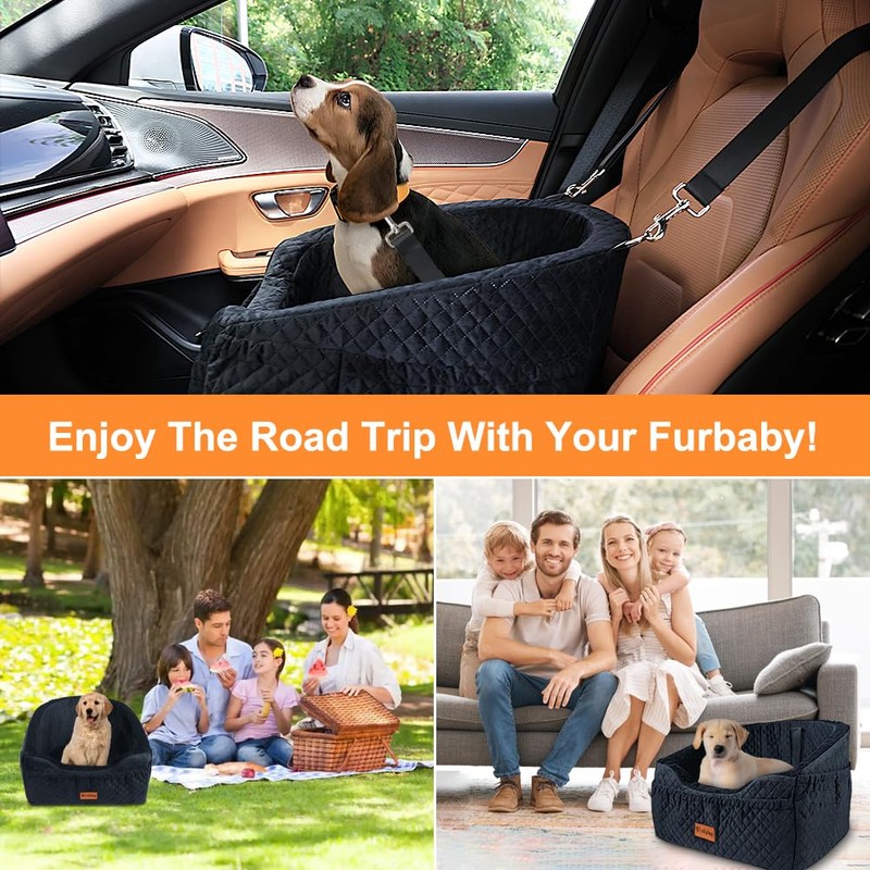 Vivifying Dog Car Seat for Small & Medium Dogs, Detachable