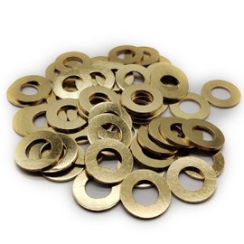 Brass Flat Washer, M10 Metric Bronze Washer for Screws Bolts, DIN 934, 10mm ID, 20mm OD, 1.5mm Thick (Pack of 50)