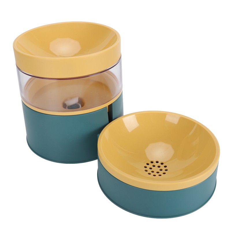 Pet Double Bowl Water Dispenser 1L Neck Protection Anti Tip