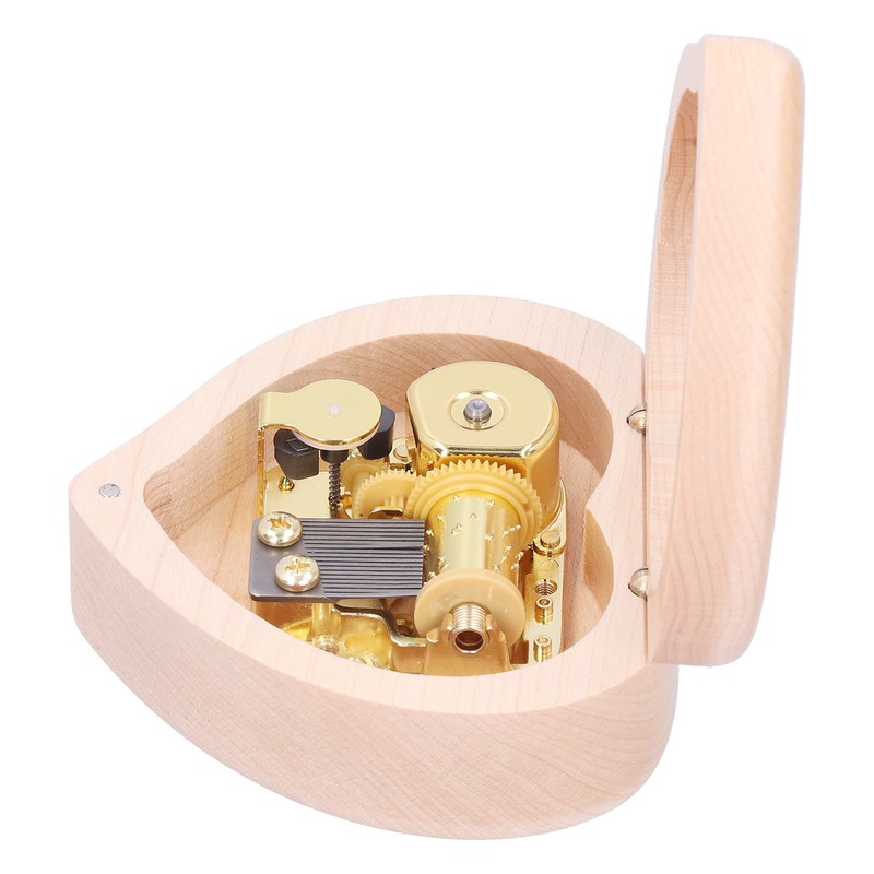 Wood Heart Shape Music Box Musical Box for Birthday Christmas