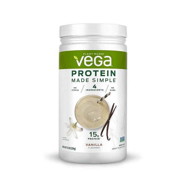 Vega Protein Made Simple - Vanilla (10 Servings), 9.1 Oz - Delicious Plant Based Healthy Vegan Protein Powder - Stevia Free, Dairy Free, Gluten Free, Non Gmo, No Gums