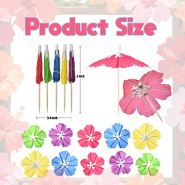 Haundry Cocktail Drink Umbrella Picks, 25pcs Cocktail Umbrellas for Drinks, Mini Hibiscus Paper Drink Umbrellas Toothpicks for Luau Parasols Tropical Hawaiian Tiki Party Decorations