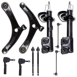 cciyu Complete Suspension Kit Fits 2007 2008 2009 2010 2011 2012 for Jeep Patriot Includes Front shock absorber Tie Rod End Control Arm and Ball Joint Assembly Stabilizer Bar Link Kit