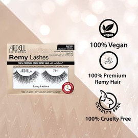 Ardell Remy Lash 781, 100% Premium Grade Remy Hair False Lashes with Invisiband, 4 pairs