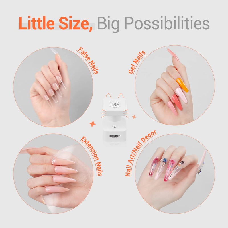 modelones Mini UV Light for Gel Nails Flash Curing 2