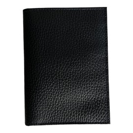 PERRÉ Porta pasaporte Bifold en Piel Genuina. Puede ser personalizado con grabado. Fina funda protector pasaporte y visa (Negro)