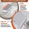 KazOfe 2-in-1 Floor Scrubbing Brush with Squeegee, Heavy Duty Stiff