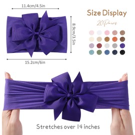 Jollybows 20pcs Baby Girls Bows Headbands, 4.5" Nylon Hairbands Ribbon Hair Bow Elastic Hair Accessories for Newborns Infants Toddlers and Kids (Dark Color)