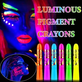 Pintura De Cara De Neón Brillante UV, 6 Colores Pintura Corporal Ceras Pintura De Cara De Neón Brillante, Lavable No Tóxico Neon Pintura Facial y Corporal, Para Halloween, Mardi Gras, Fiesta De Disfraces