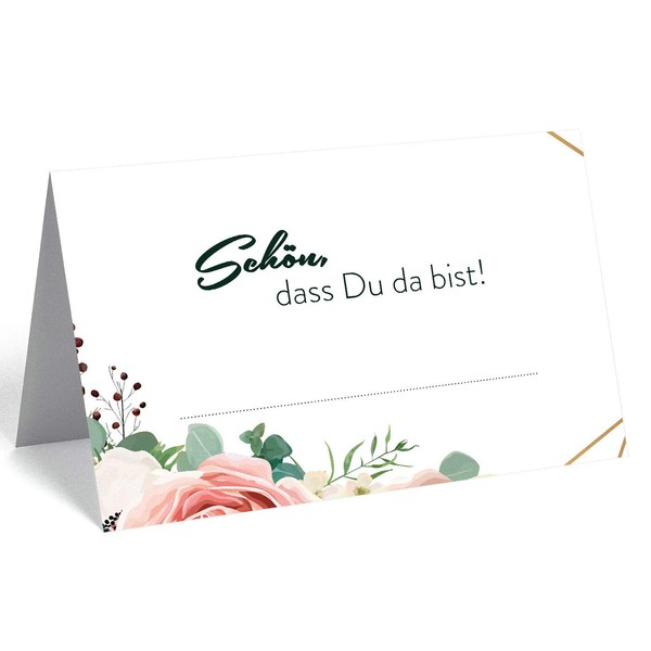50 Premium Place Cards 300 mg with Elegant Flower Motif