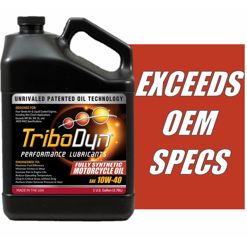 TriboDyn Full Synthetic SAE 10W40 Motorcycle Oil with Ceramic Coating