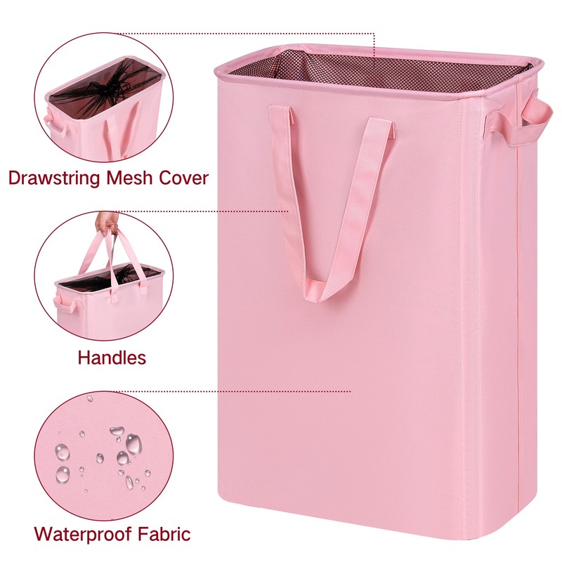 efluky Slim Laundry Basket, Narrow Laundry Hamper with Handles, Collapsible