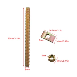 Guifeng 6PCS Solid Half Moon Three in One Connector Large Countertop Combination Furniture Bolt Nut Hardware Table Bed Frame Stair Linkage (8x80mm Bolt, 26x14 Washer, M8 nut, Thread Pitch 1.25)