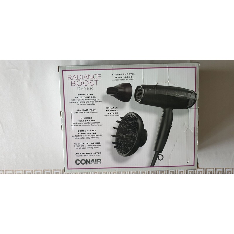 Conair 410 Radiance Boost Hair Dryer Black 3-Heat & 2-Speed