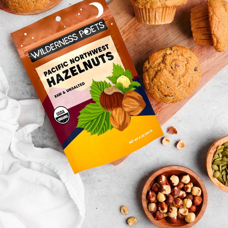 Wilderness Poets, Organic, Pacific Northwest-Grown Hazelnuts - Raw, Whole Nuts