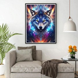 DPHERO DIY Wolf Diamond Painting Pictures for Adults Beginners, 5D Fantasy Diamond Painting Set, DIY Round Stones Dreamland Diamond Art Kits, Wolf Diamond Painting for Home Decor 30 x 40 cm