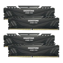 【DDR4 RAM】 GIGASTONE Game PRO 32GB Kit (4x8GB) DDR4 3600MHz PC4-28800 CL 18-22-22-42 Intel XMP 2.0 AMD Ryzen 1.35V UDIMM 288 Pin Unbuffered Non ECC High Performance Gaming Desktop Memory - Black