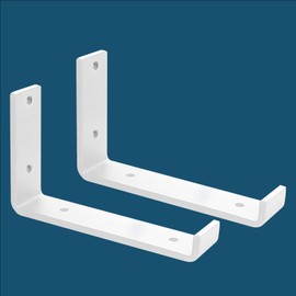 MLOQI Pack of 2 Shelf Brackets, Shelf Brackets, Heavy Duty Metal Shelf Brackets, Heavy Duty Angle Wall Brackets, 0.5 cm Thick Shelf Brackets, Load Capacity 50 kg (White 15 cm)