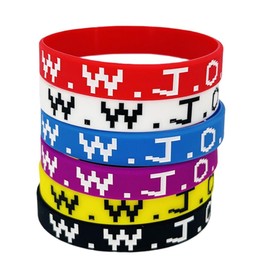 MMIUAEG 4-6pcs St.Patrick's Bracelets Colorful Holiday Silicone Bracelet Set Happy Easter Bracelets for Women Rubber Bracelet Bangles Jewelry (WWJD Silicone Bracelets Set)