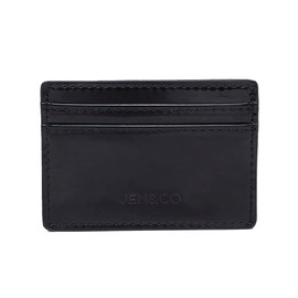 JEN & CO. Charlee Women's Small High Gloss Wallet Credit Card Holder Vegan Leather, Black, Minimalist