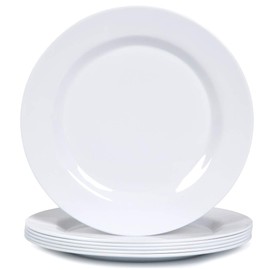 Melamine Dinner Plates Set - 10 3/4 Inch Dinner Dishes Set, 6pcs, White, Dishwasher Safe