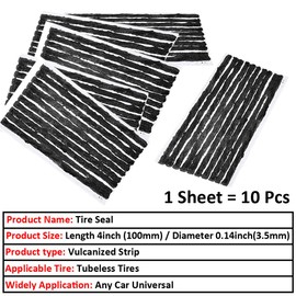 MOCNT Pack of 100 Tyre Repair Strips Car Tubeless Tyre Repair Bicycle Rubber Seal Kit Tyre Repair Kit Tool Repair Kit 100 mm x 3.5 mm Black